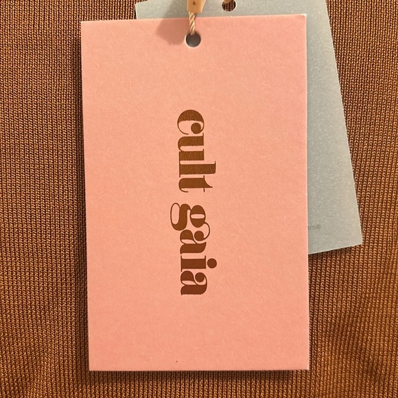 Cult Gaia Leslie Tie Knit Open Back Halter Dress In Spice Brown NWT Size Medium - Picture 13 of 15